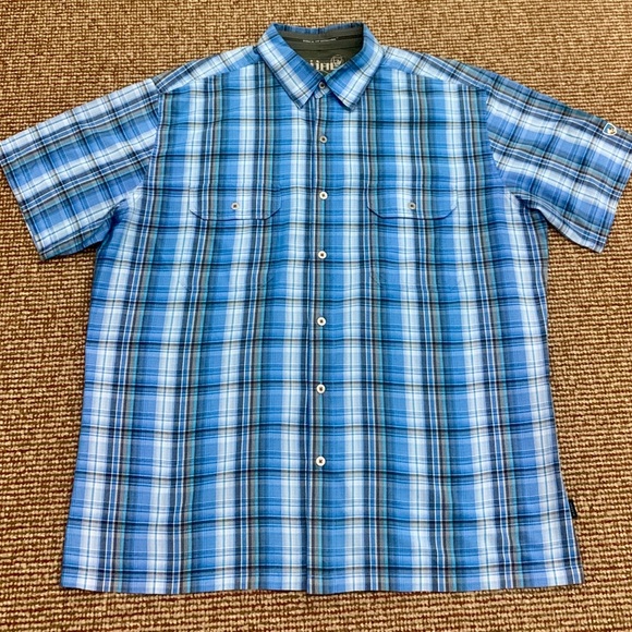 Men’s XL Kuhl Lightweight Plaid Techical Button Down Eluxor Hiking Shirt - Picture 2 of 12